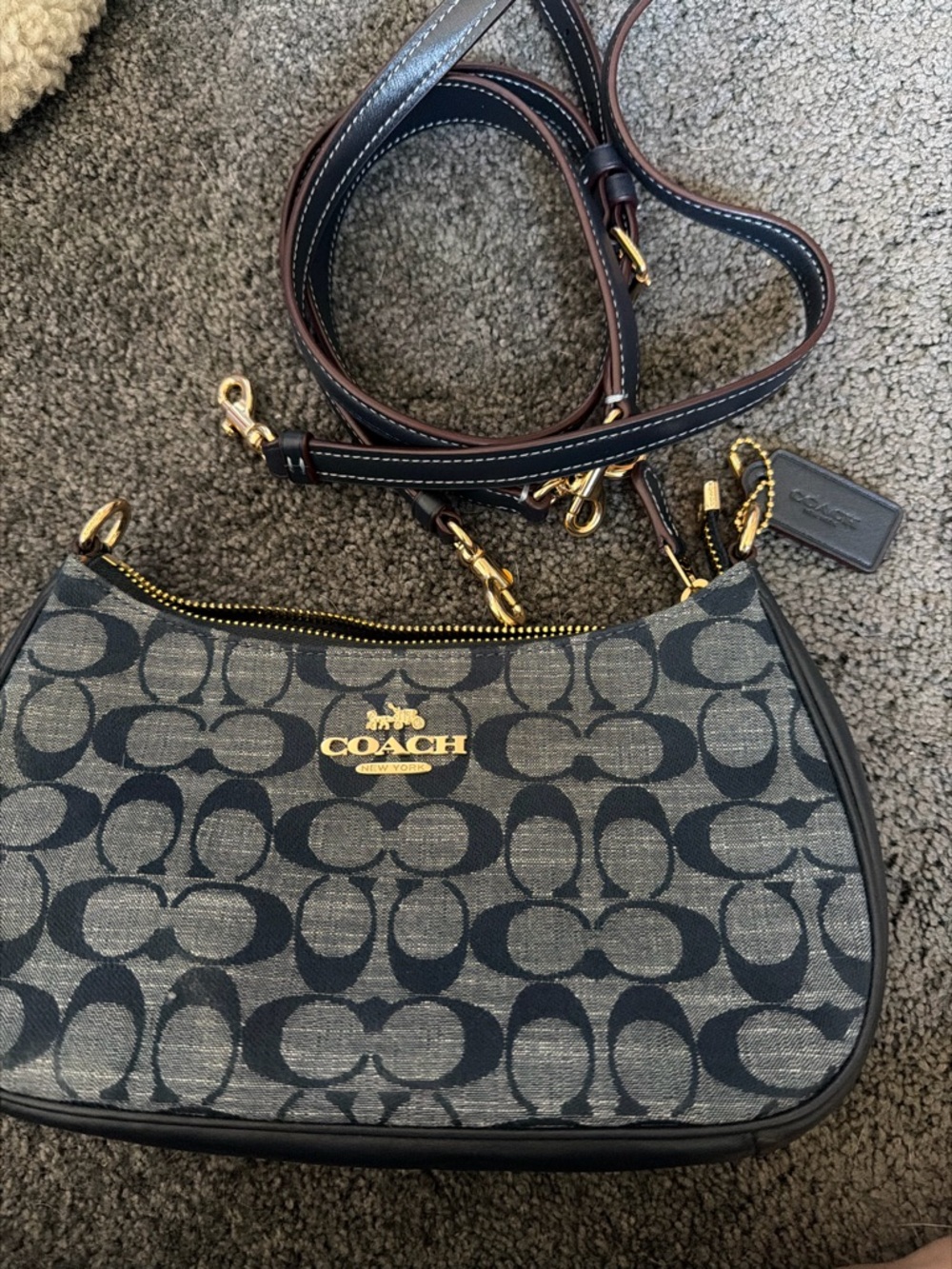 Coach Black Signature Denim Teri Small Shoulder Bag - Picture 3 of 8
